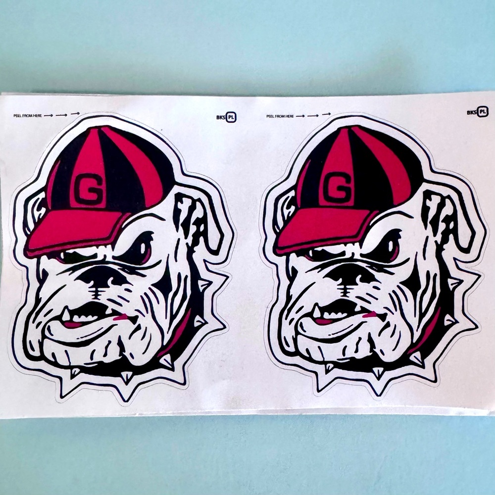 Set of 2 Georgia Bulldogs decal stickers for cars, laptops, water bottles, etc
